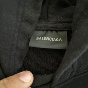 Balenciaga Mirrored Logo Black Hoodie Made in Portugal Authentic